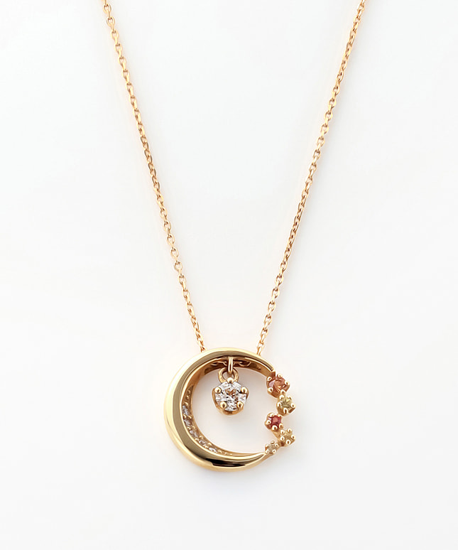 K18YG ダイヤモンド・サファイア ネックレス＜Wish upon a star鑑定書＞