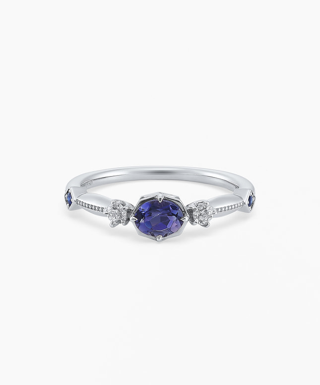 Pt950 アイオライト・ダイヤモンド リング ＜Wish upon a star® カード＞