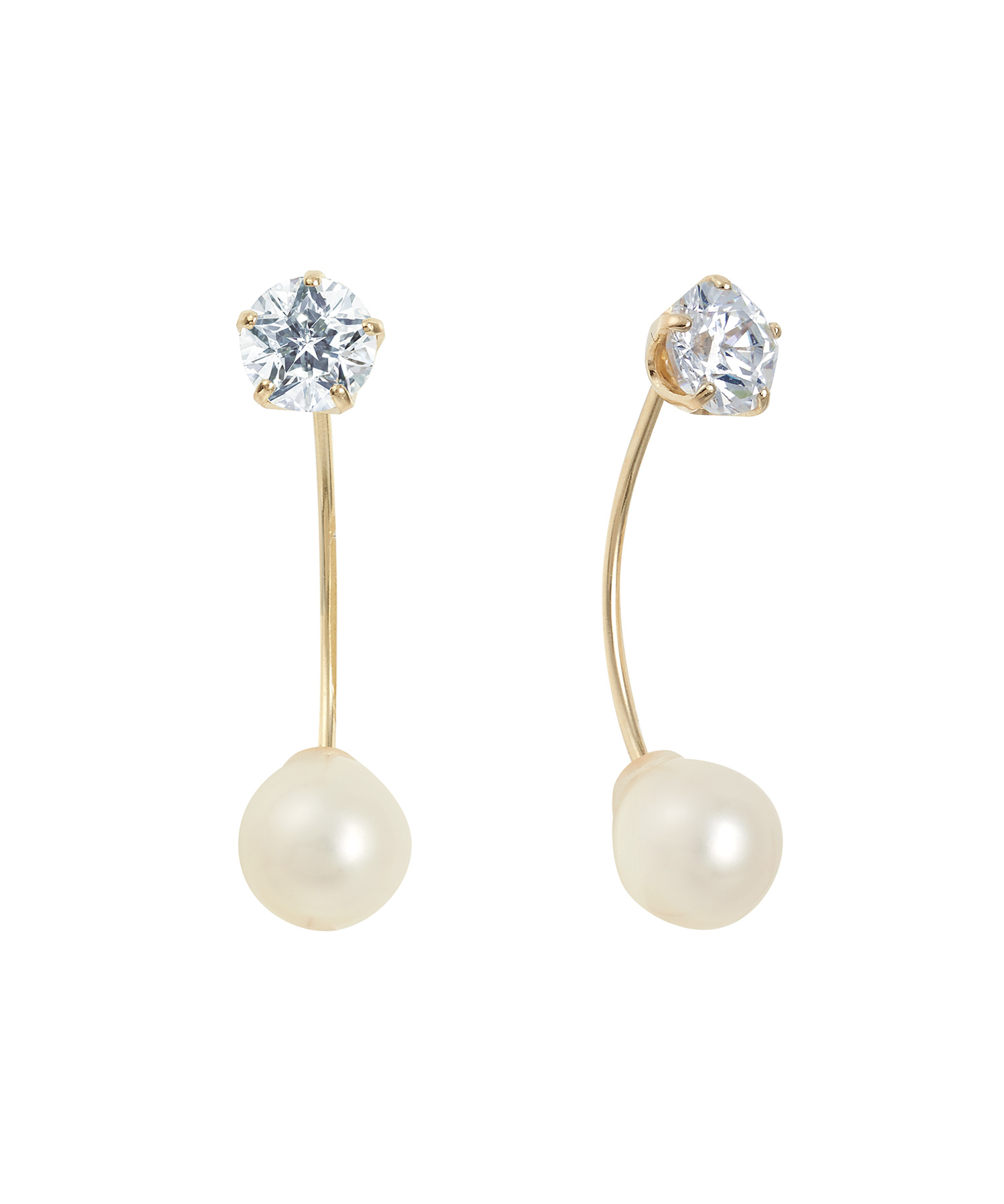 K10YG キュービックジルコニア ピアス ※淡水パールキャッチ