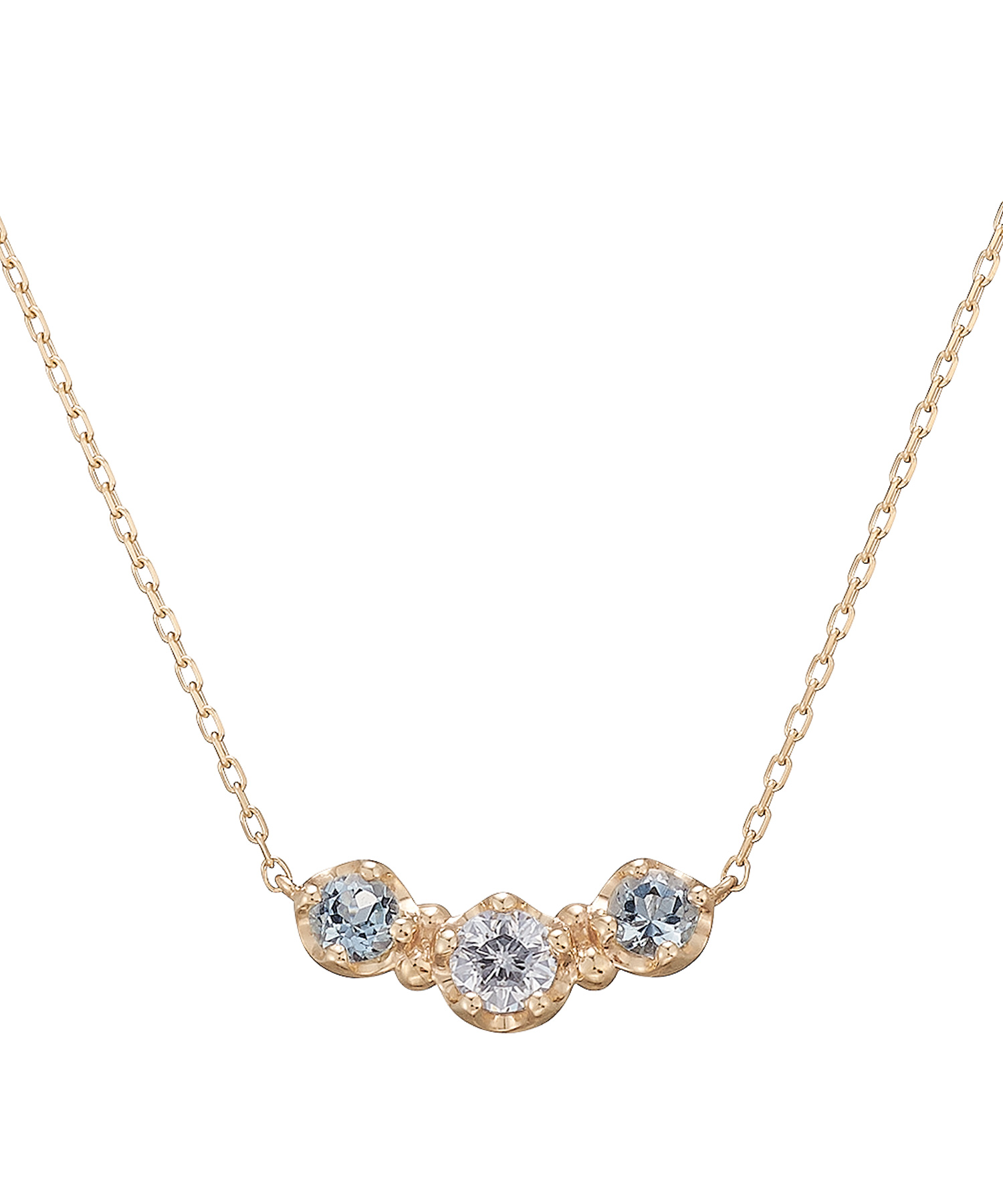 K10YG キュービックジルコニア・ブルートパーズ ネックレス