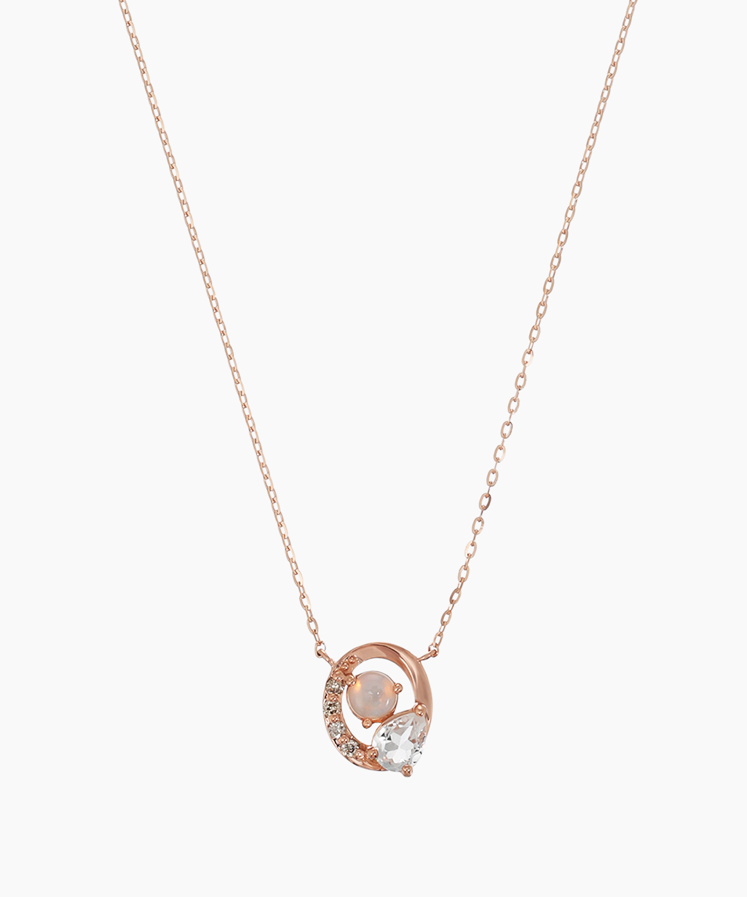 K10PG オパール・ダイヤモンド・ホワイトトパーズ ネックレス