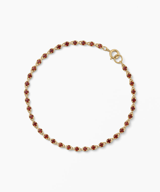 SV925/YGメッキ ガーネット ブレスレット