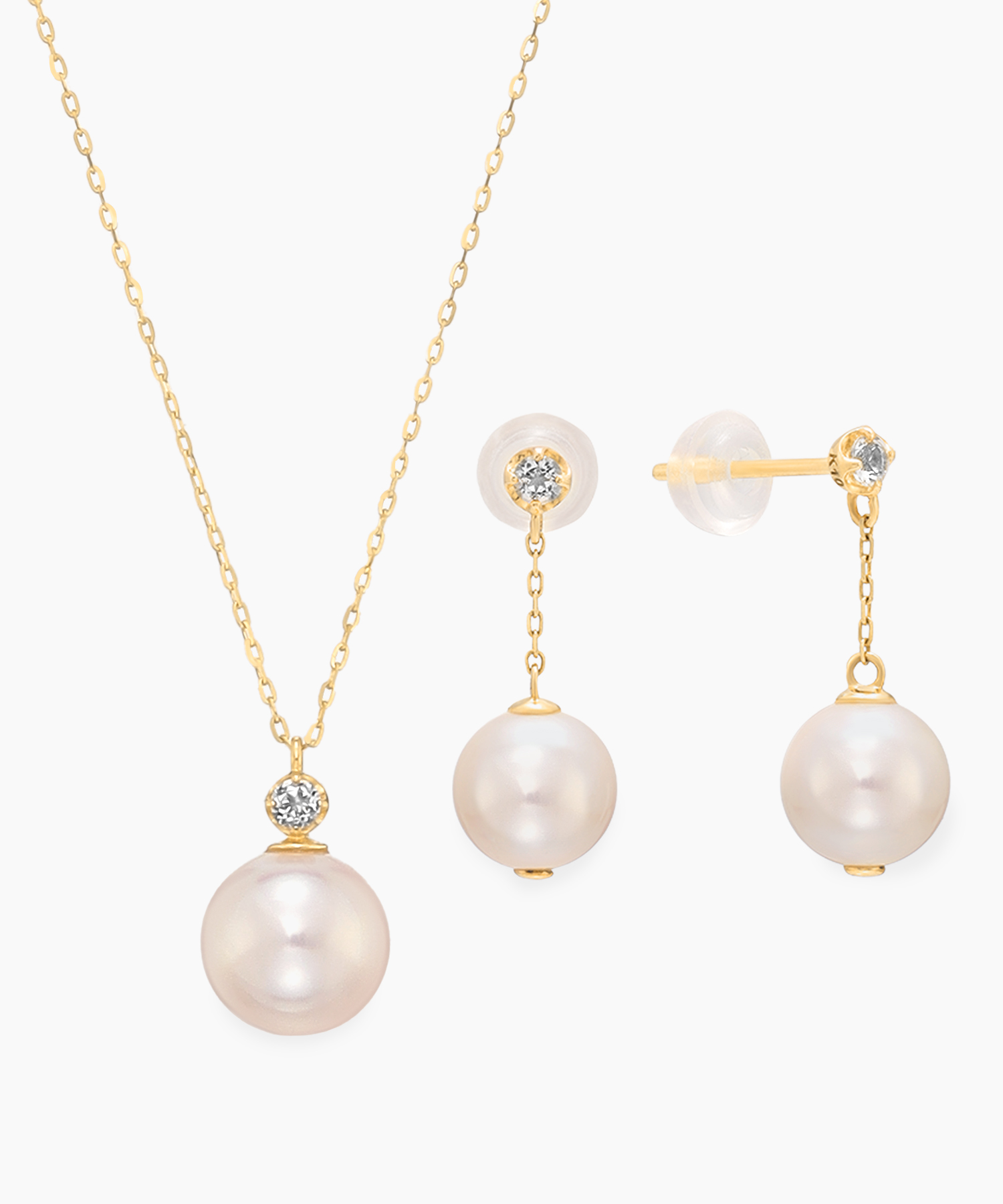 K10YG アコヤパール・ホワイトトパーズ ネックレス・ピアス