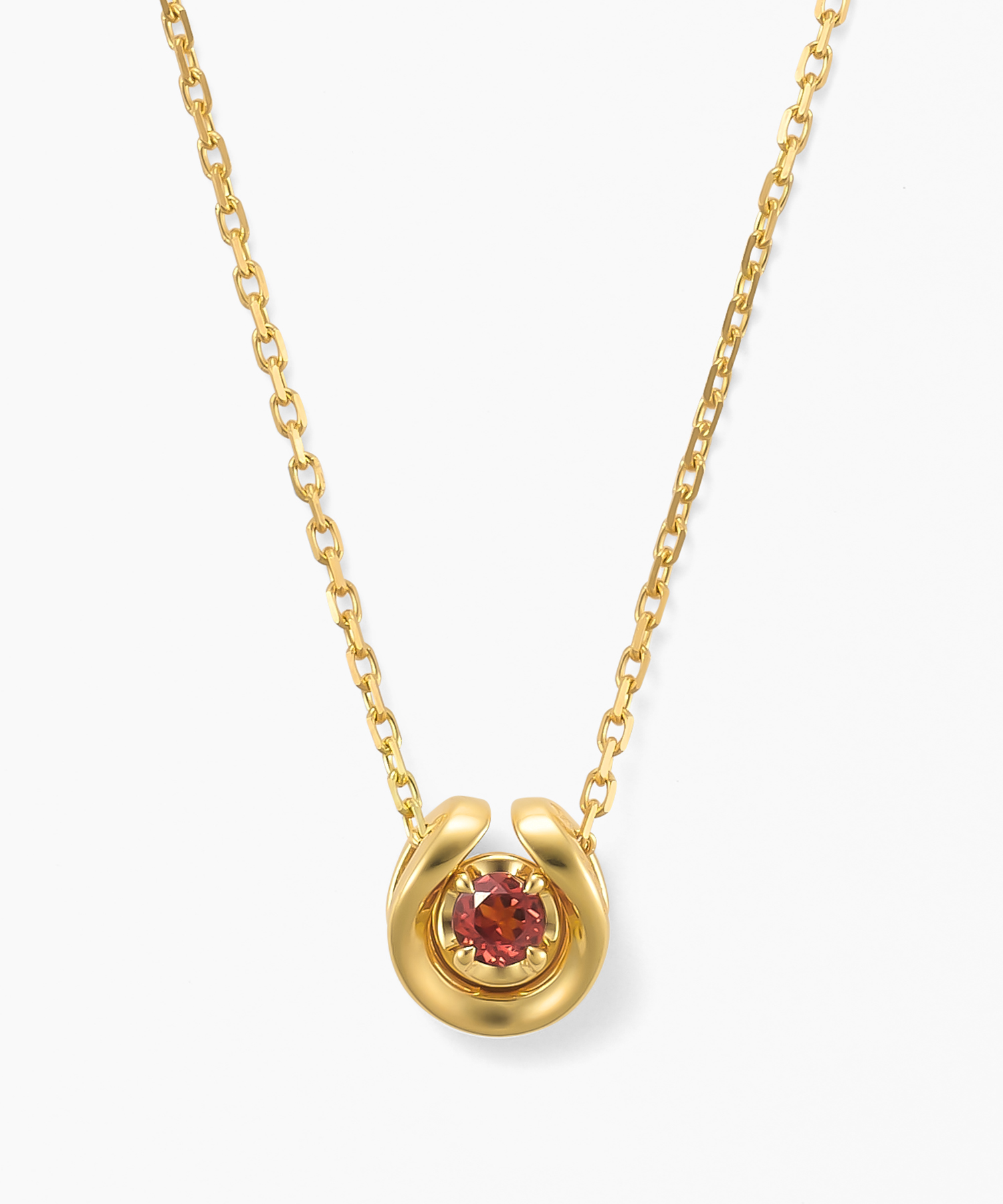 SV925/YGメッキ ガーネット・ダイヤモンド ネックレス