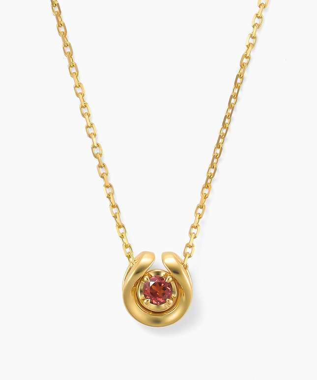 SV925 YGメッキ ガーネット/ダイヤ ネックレス