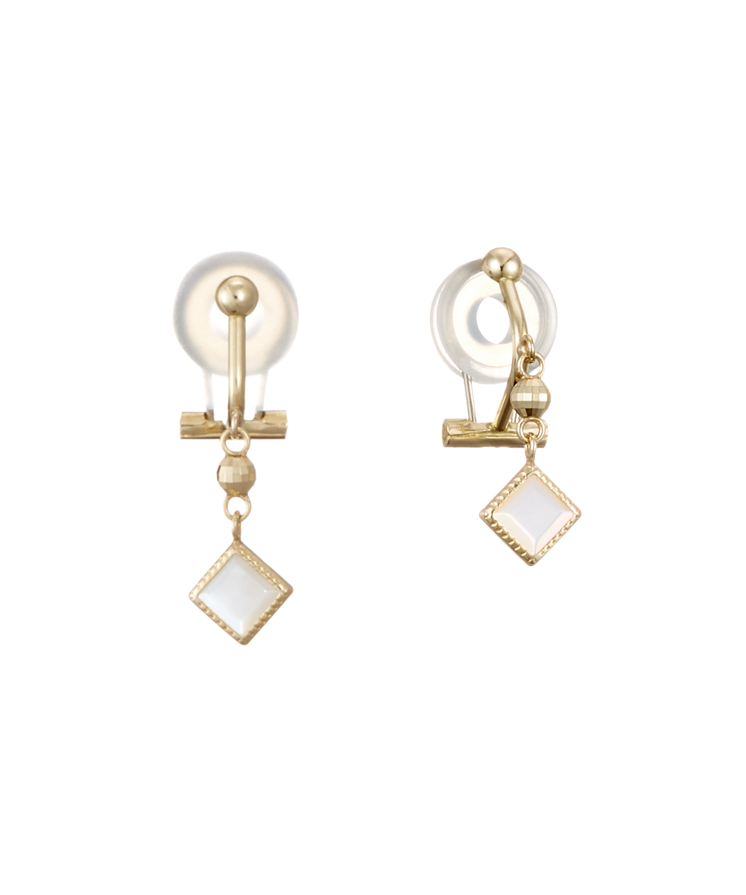 K10YG/ステンレス ホワイトシェル イヤリング