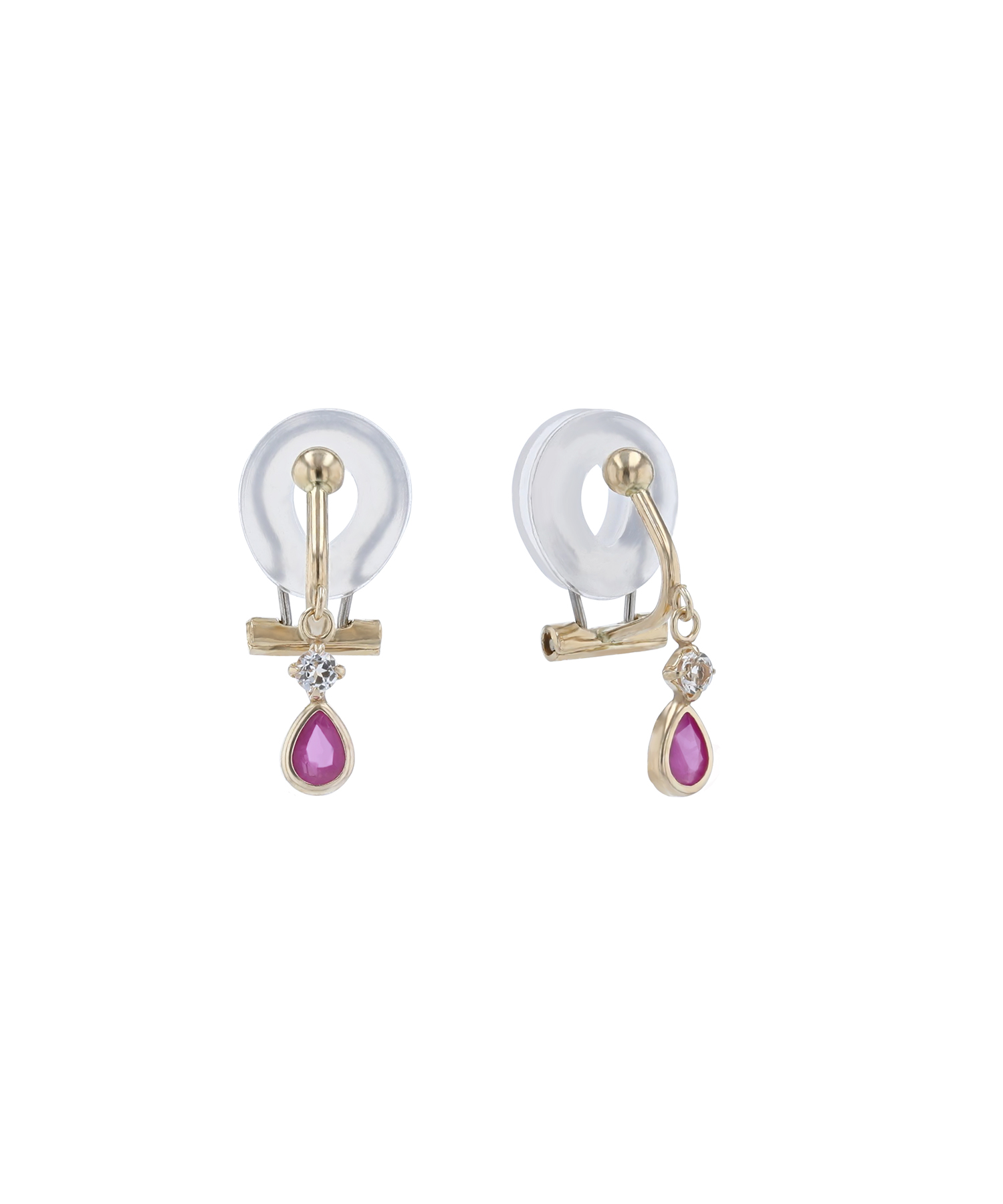 K10YG ルビー・ホワイトトパーズ イヤリング