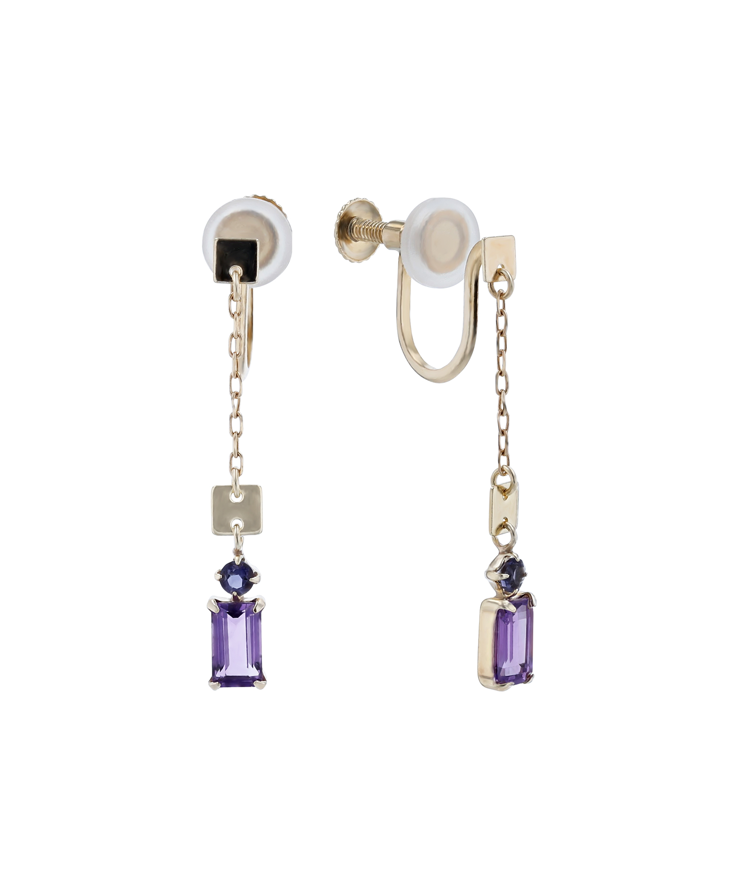 K10YG アメシスト・アイオライト イヤリング