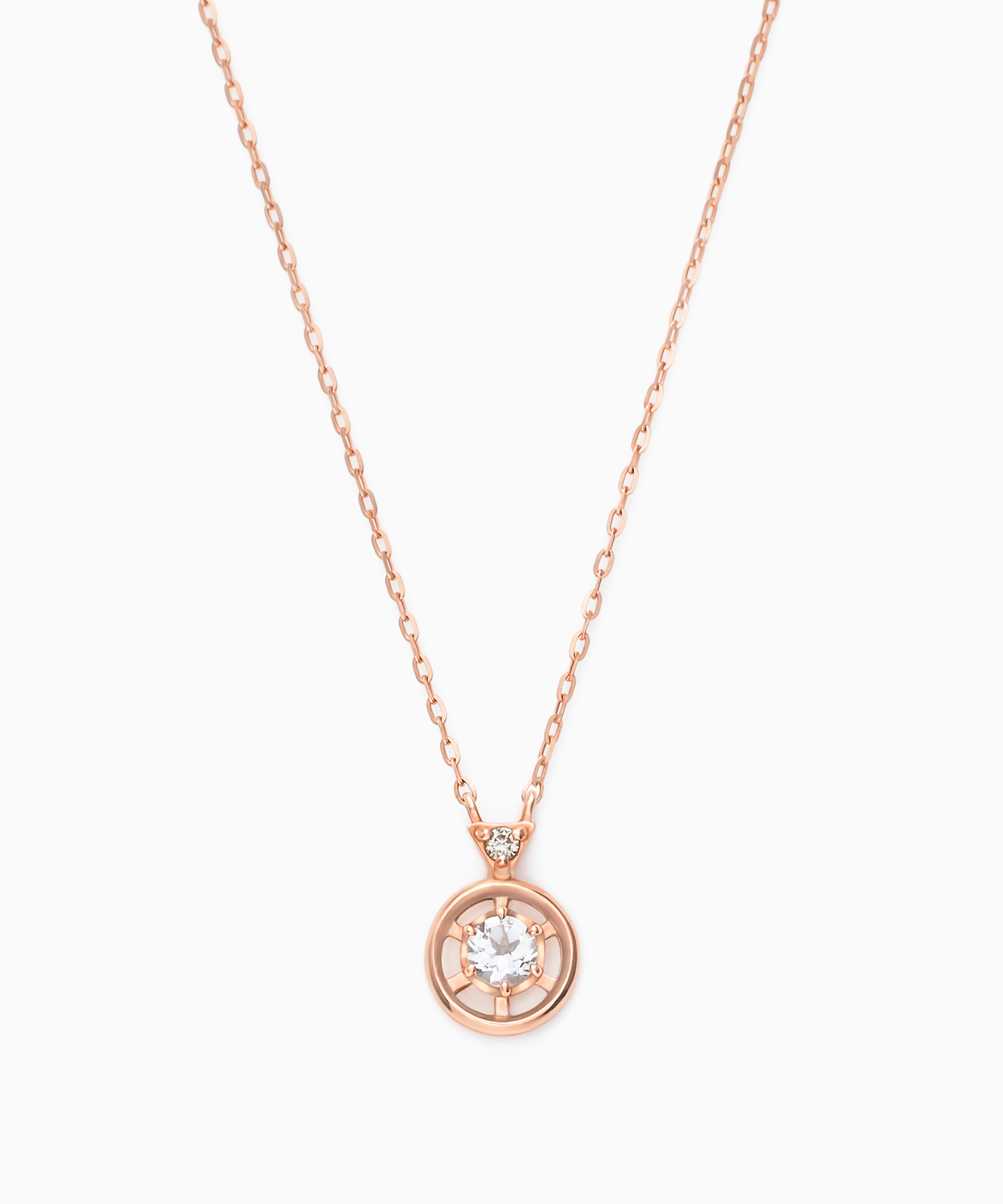 K10PG ホワイトトパーズ・ダイヤモンド ネックレス