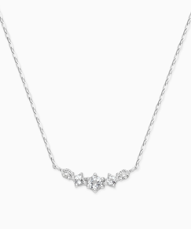 K10WG ホワイトトパーズ・ダイヤモンド ネックレス