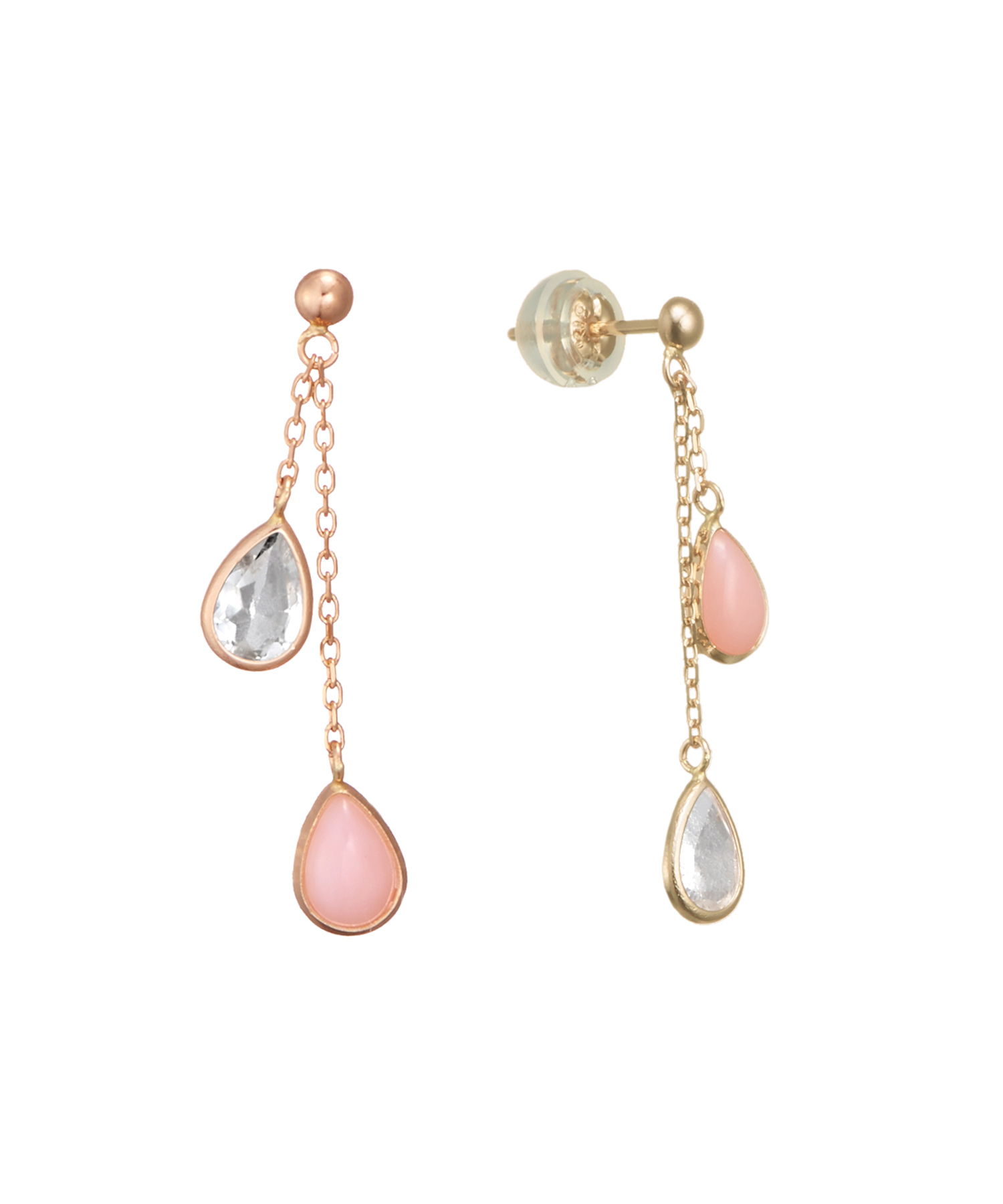 K18PG ピンクオパール・ホワイトトパーズ ピアス