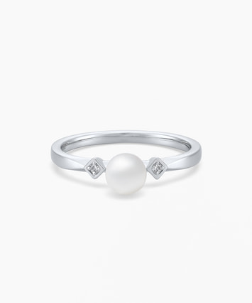Pt950 アコヤパール・ダイヤモンド リング