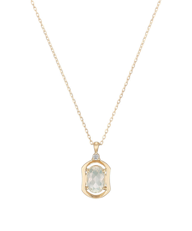 K18YG ムーンストーン・ダイヤモンド ネックレス