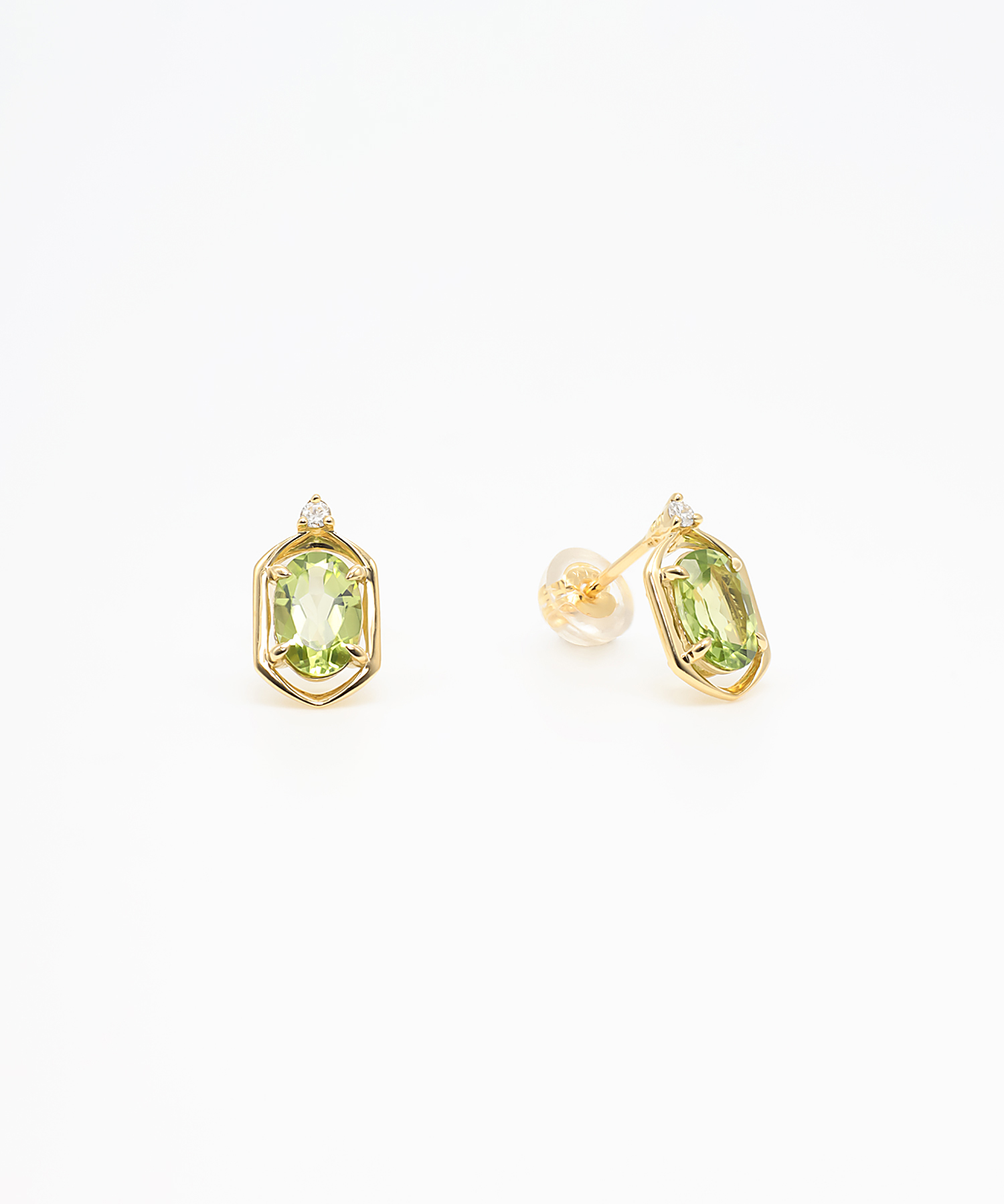 K18YG ペリドット・ダイヤモンド ピアス