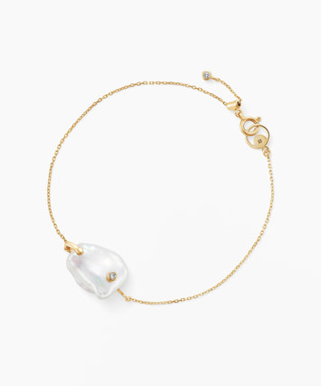 K10YG 淡水パール・ダイヤモンド ブレスレット