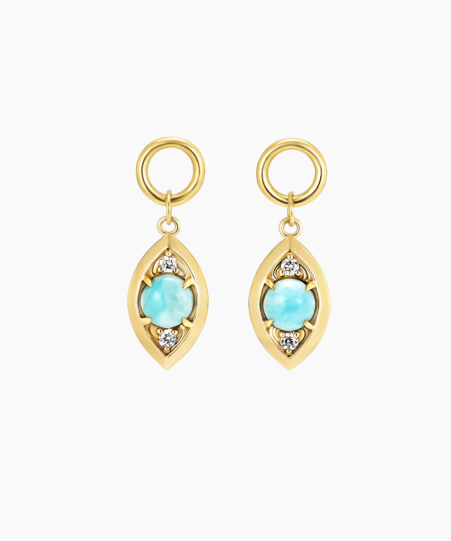 K10YG ラリマー・ダイヤモンド ピアスチャーム