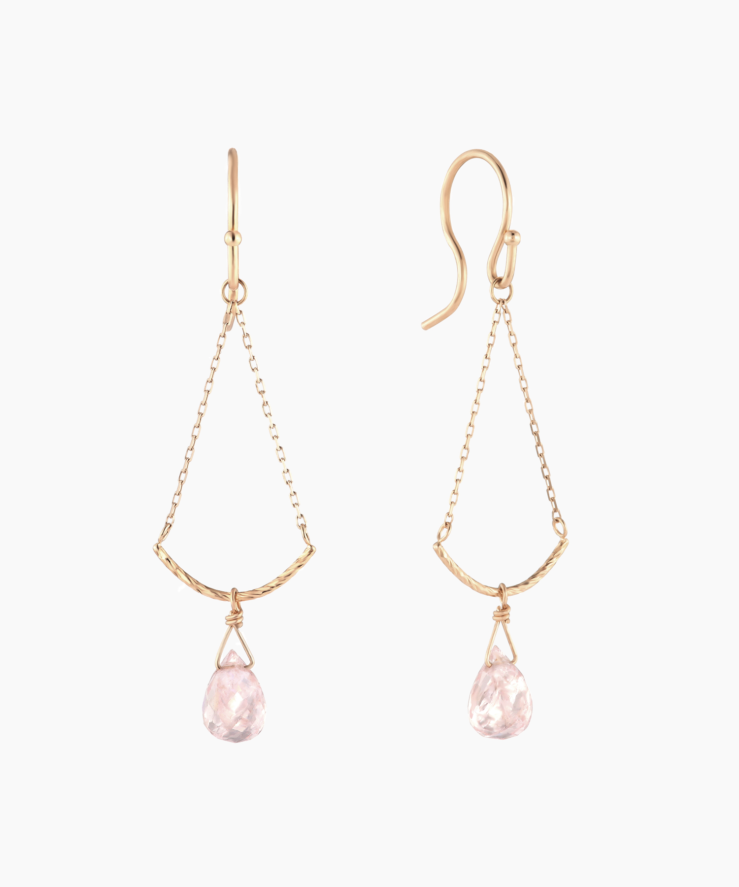 K10YG ローズクォーツ ピアス