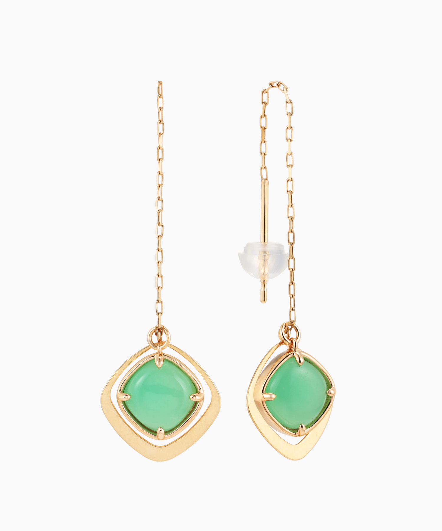 K10YG クリソプレーズ ピアス