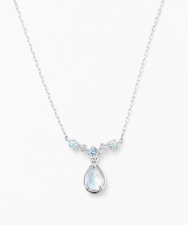 Pt950/850 ブルームーンストーン・タンザナイト ネックレス