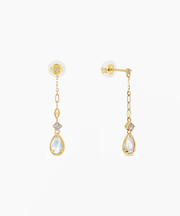 K10YG ブルームーンストーン・タンザナイト ピアス