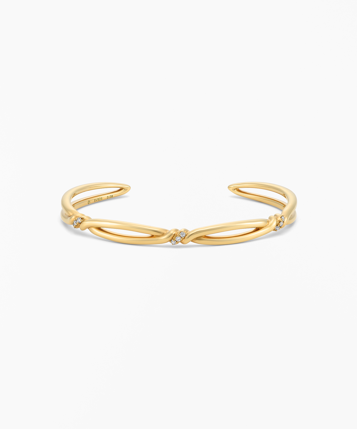 SV925/YGメッキ ダイヤモンド バングル
