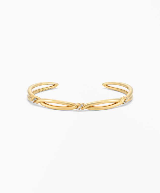 SV925/YGメッキ ダイヤモンド バングル