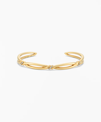 SV925/YGメッキ ダイヤモンド バングル