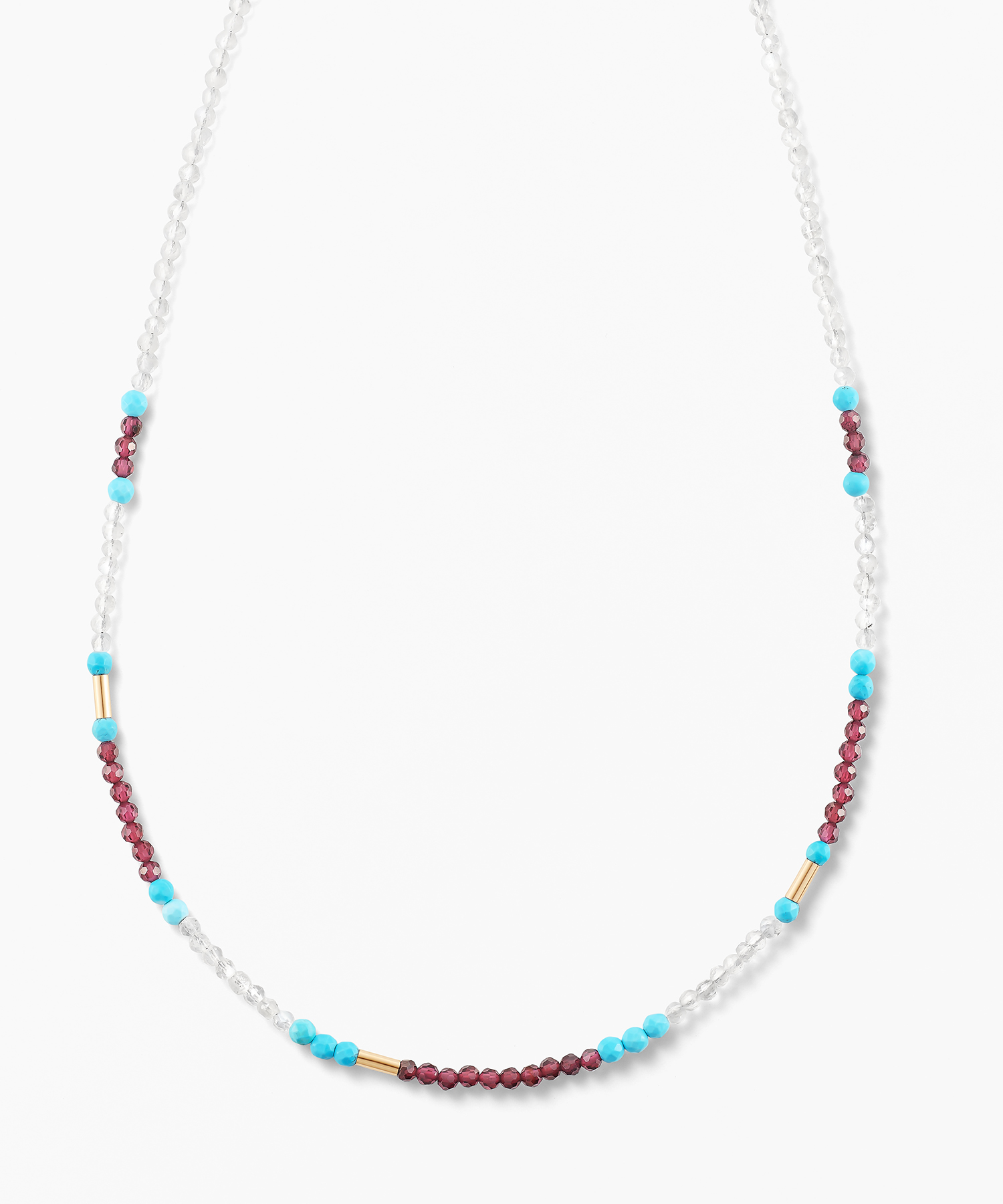 K10YG ロードライトガーネット・マグネサイト・ロイヤルブルームーンストーン ネックレス