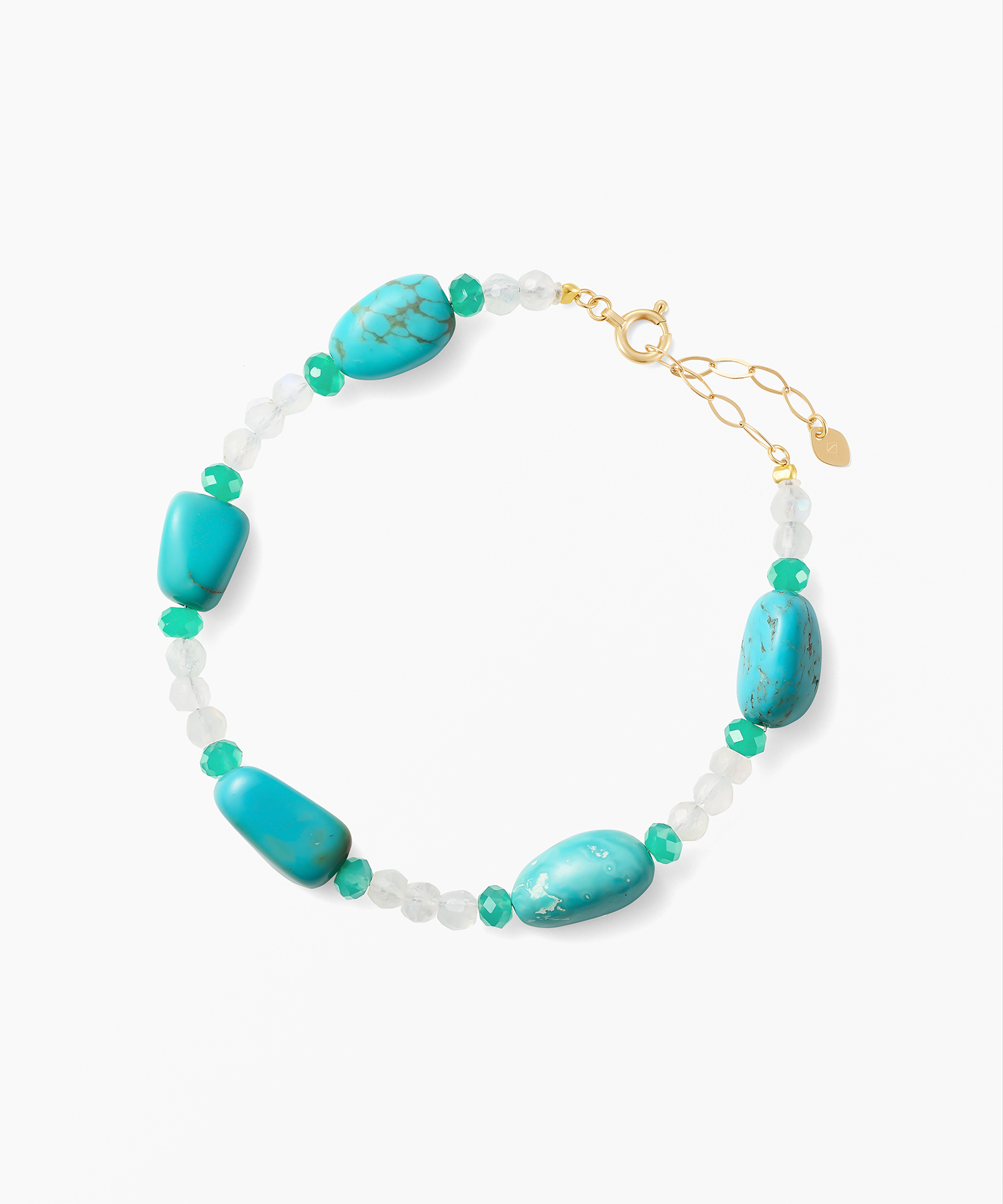 K10YG マグネサイト・ブルームーンストーン・グリーンオニキス ブレスレット