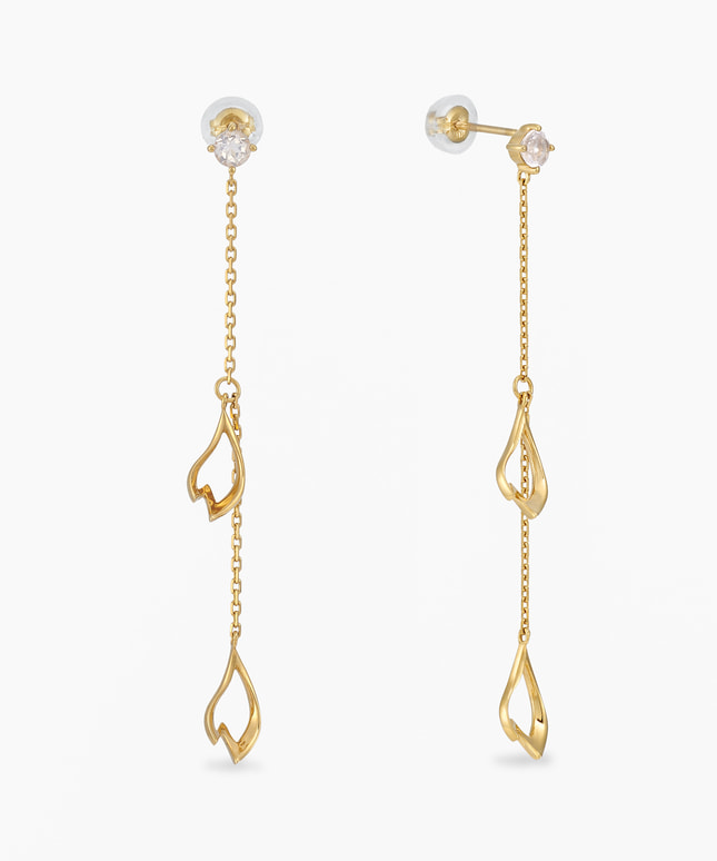 Sv925/YGメッキ ローズクォーツ ピアス