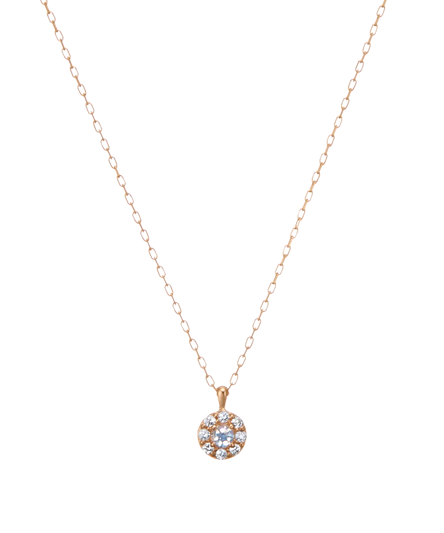 K10PG ムーンストーン・キュービック ネックレス