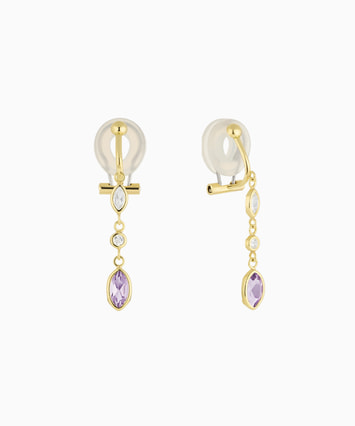 K10YG アメシスト・ホワイトトパーズ イヤリング