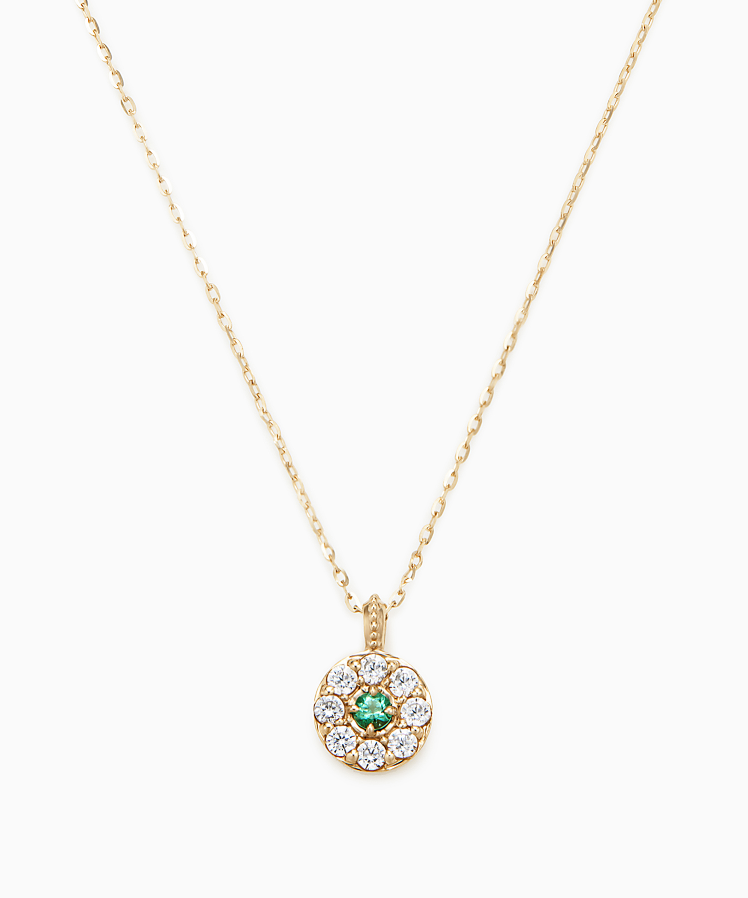 K10YG エメラルド・キュービックジルコニア ネックレス