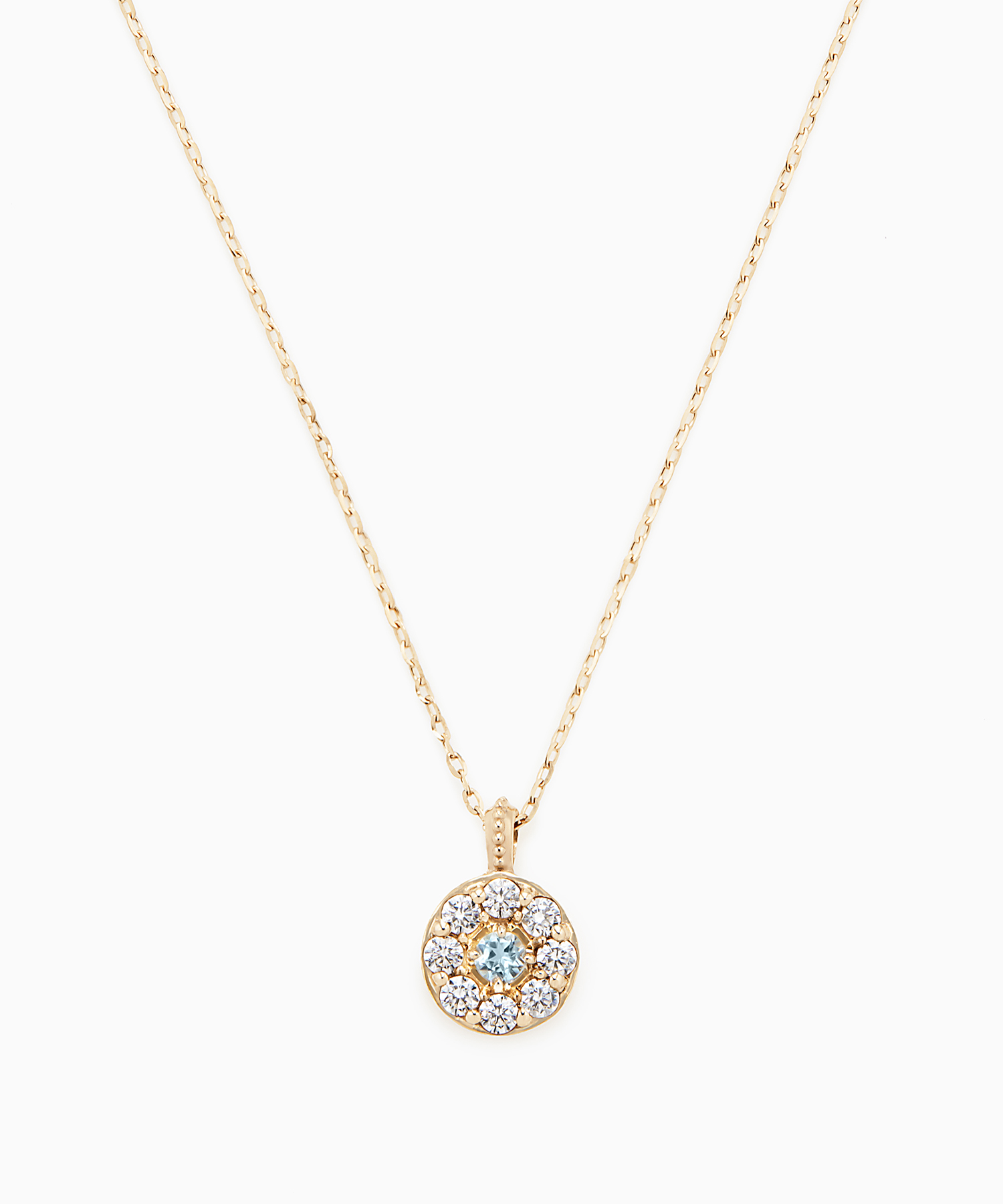 K10YG アクアマリン・キュービックジルコニア ネックレス