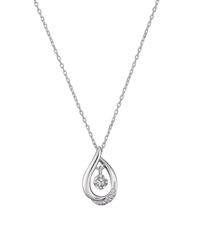 K10WG ホワイトトパーズ・ダイヤモンド ネックレス