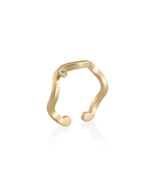 K10YG ホワイトトパーズ イヤーカフ