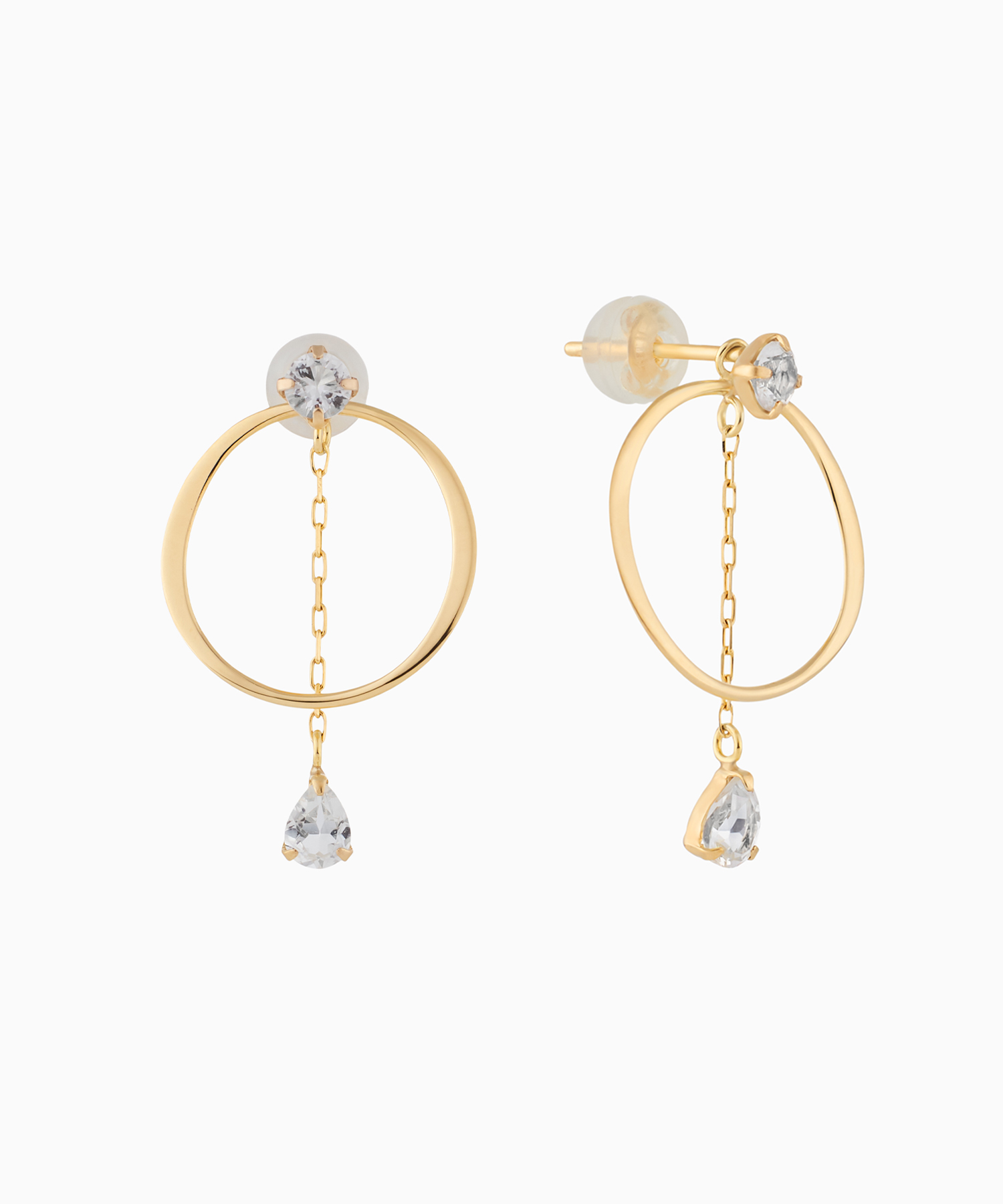 K10YG ホワイトトパーズ ピアス