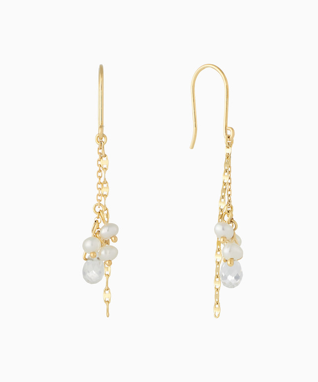 K10YG 淡水パール・ホワイトトパーズ ピアス