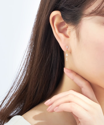 K10YG ペリドット・ローズクォーツ ピアス|festaria Online Shop