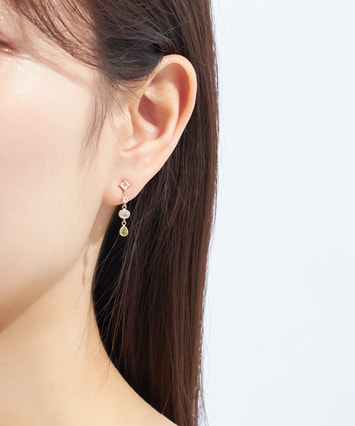K10YG ペリドット・ローズクォーツ ピアス|festaria Online Shop