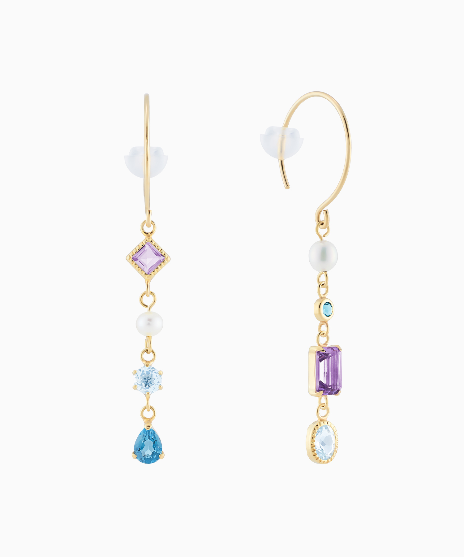 K10YG ブルートパーズ・アメシスト ピアス