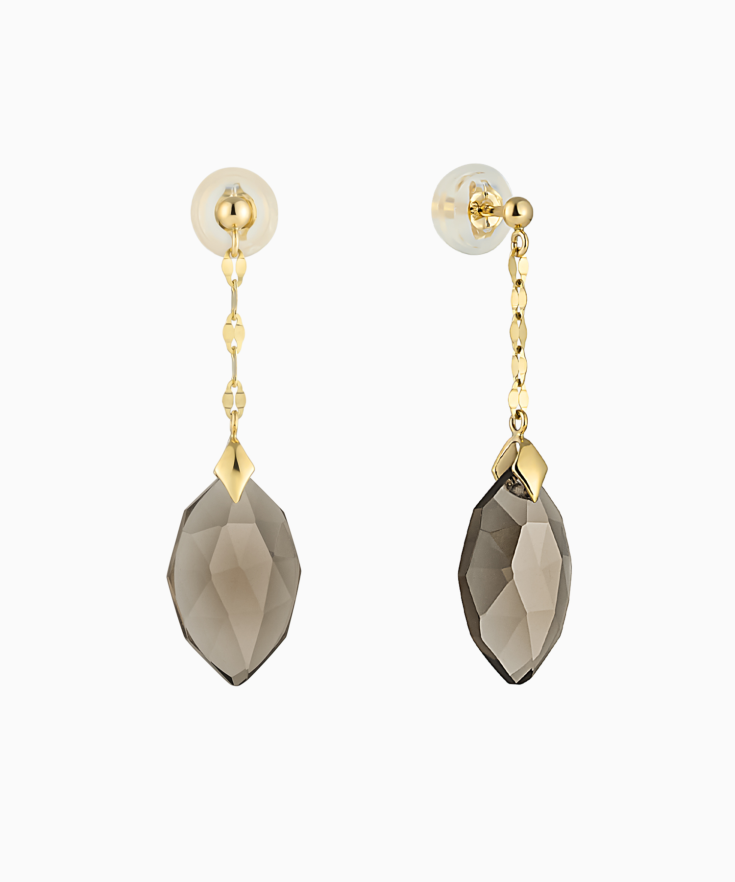 K10YG スモーキークォーツ ピアス