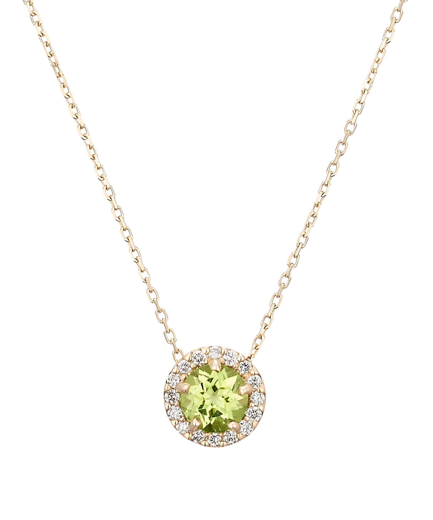 K14YG ペリドット・ダイヤモンド ネックレス