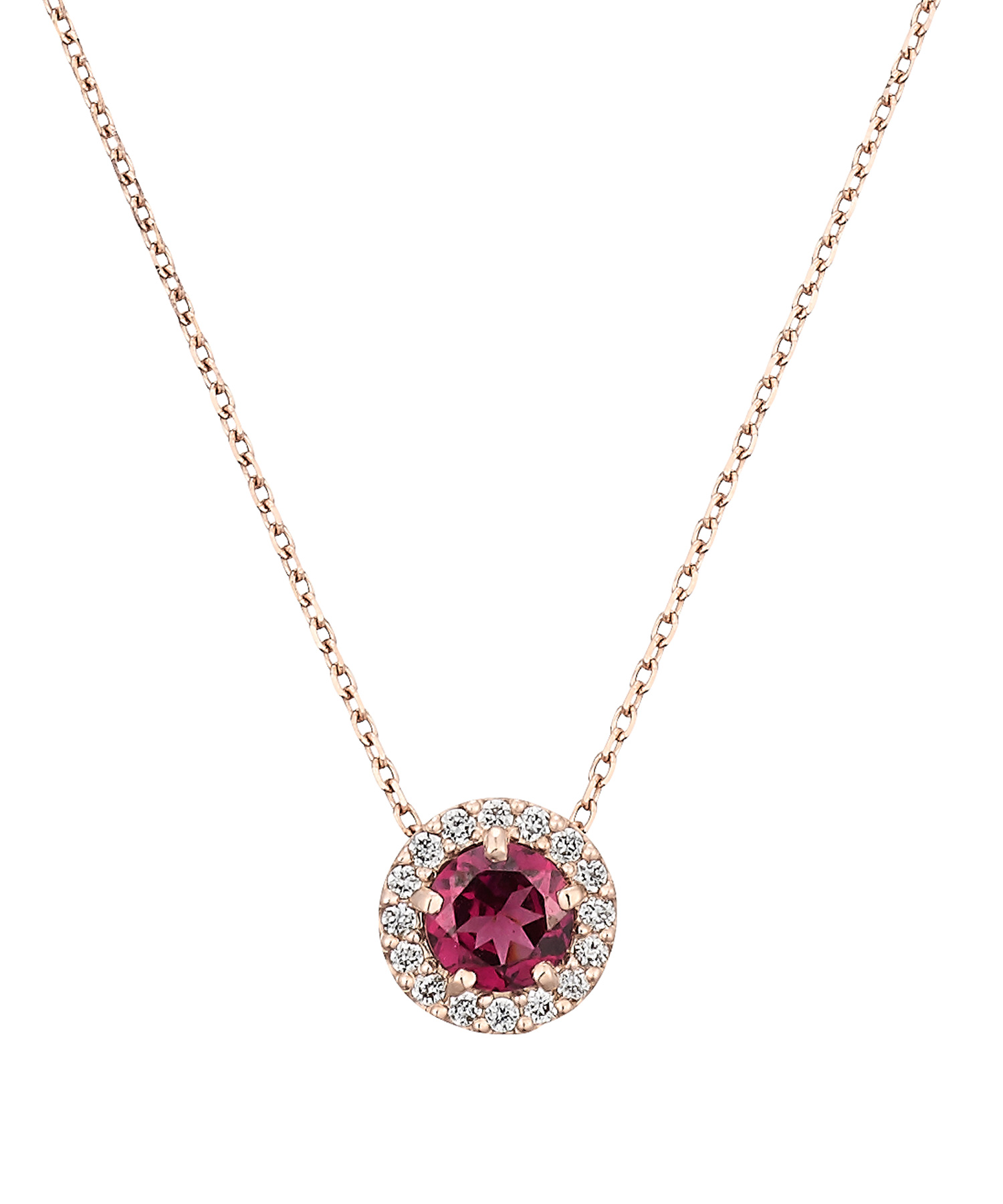 K14PG ロードライトガーネット・ダイヤモンド ネックレス