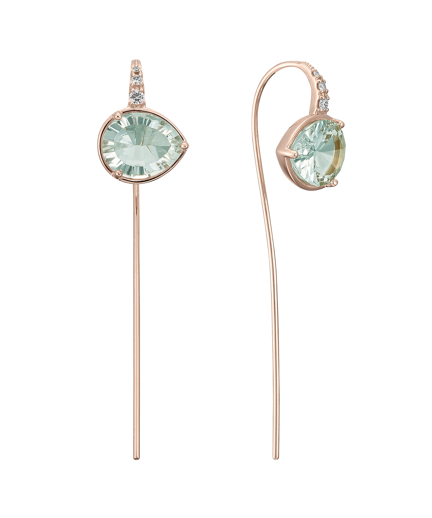 K18PG グリーンアメシスト・ダイヤモンド ピアス