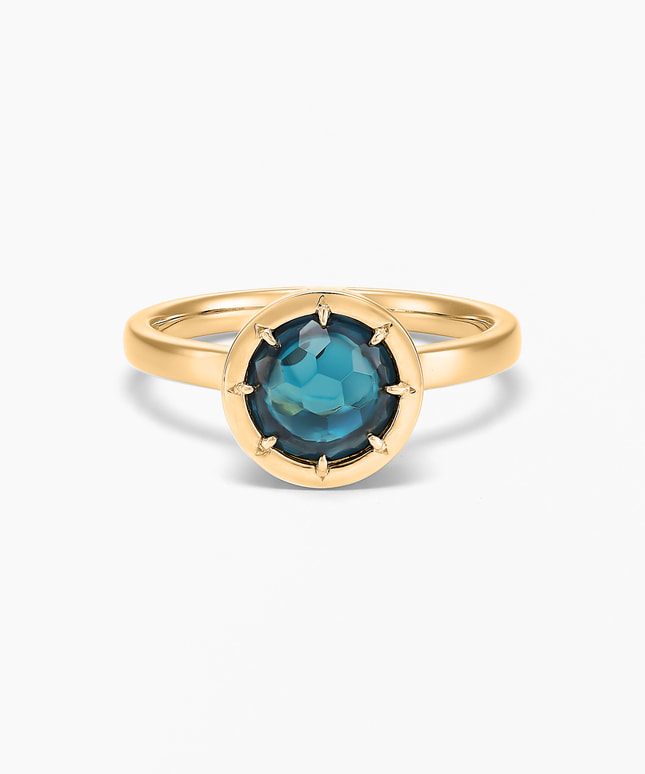 K14YG ロンドンブルートパーズ ダイヤモンド リング