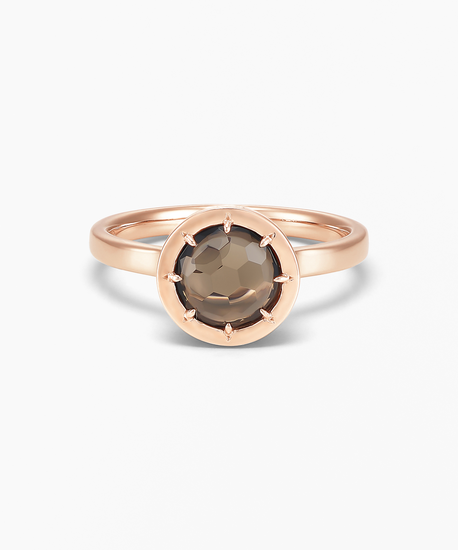 K14PG スモーキークォーツ ダイヤモンド リング