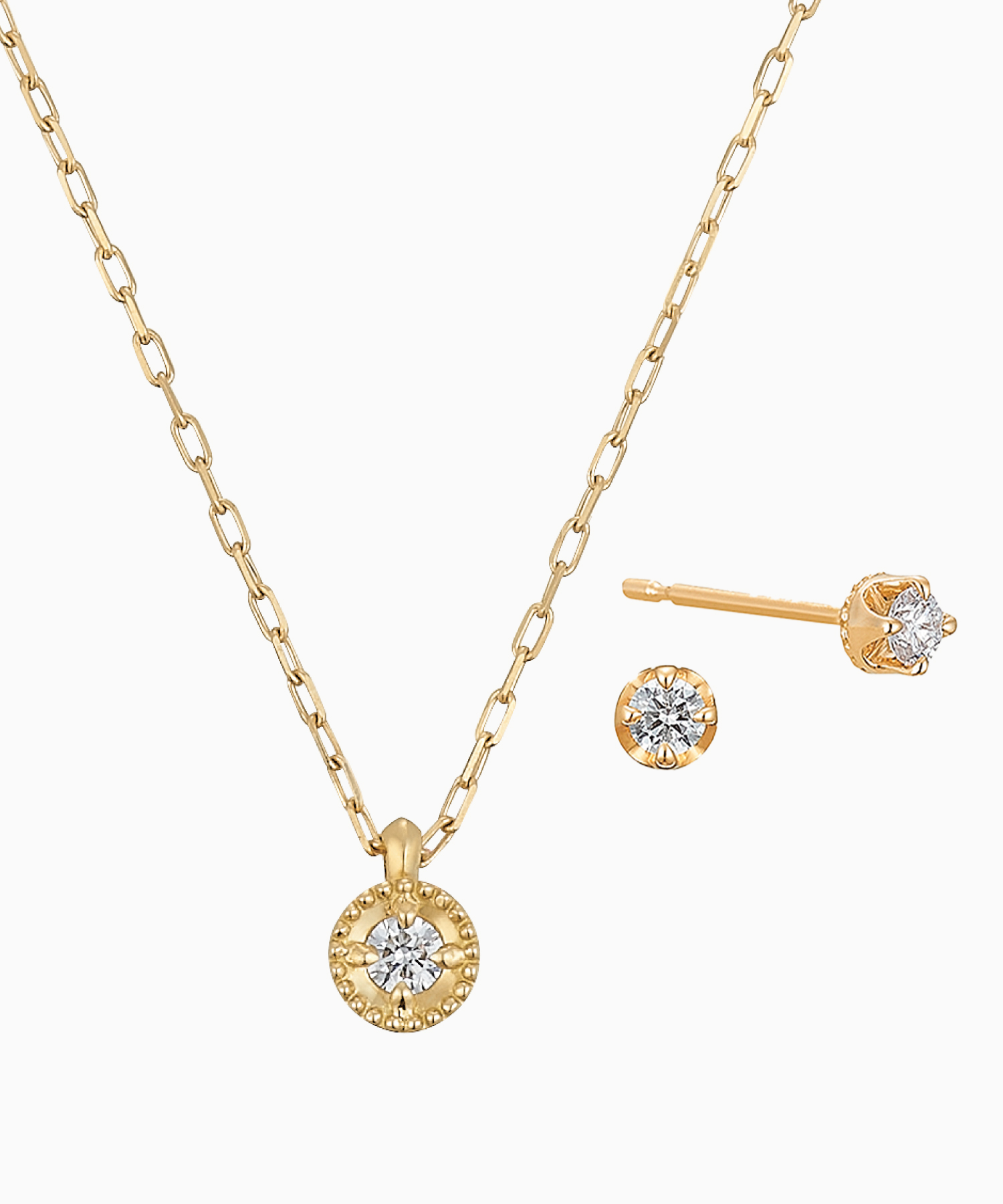 【2025 Happy Bag】K18YG ダイヤモンド ネックレス・ピアス セット